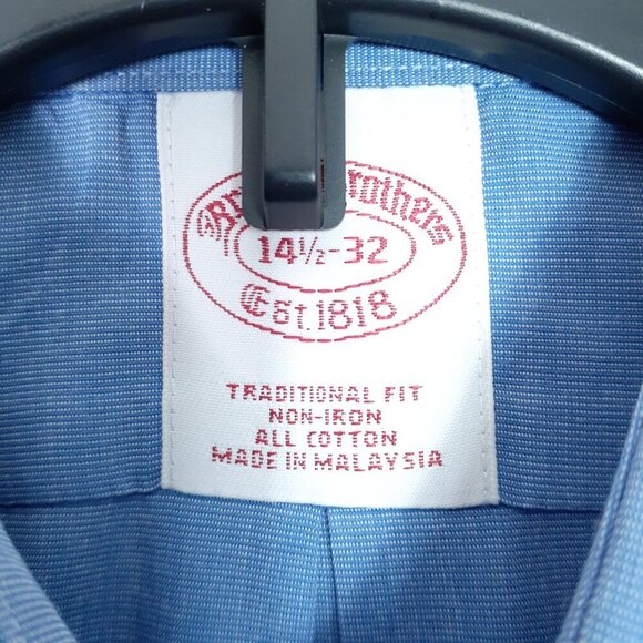 Brooks Brothers Mens Dress Shirt 14 1/2-32 Traditional Fit French Cuffs Blue 931 - Picture 4 of 5